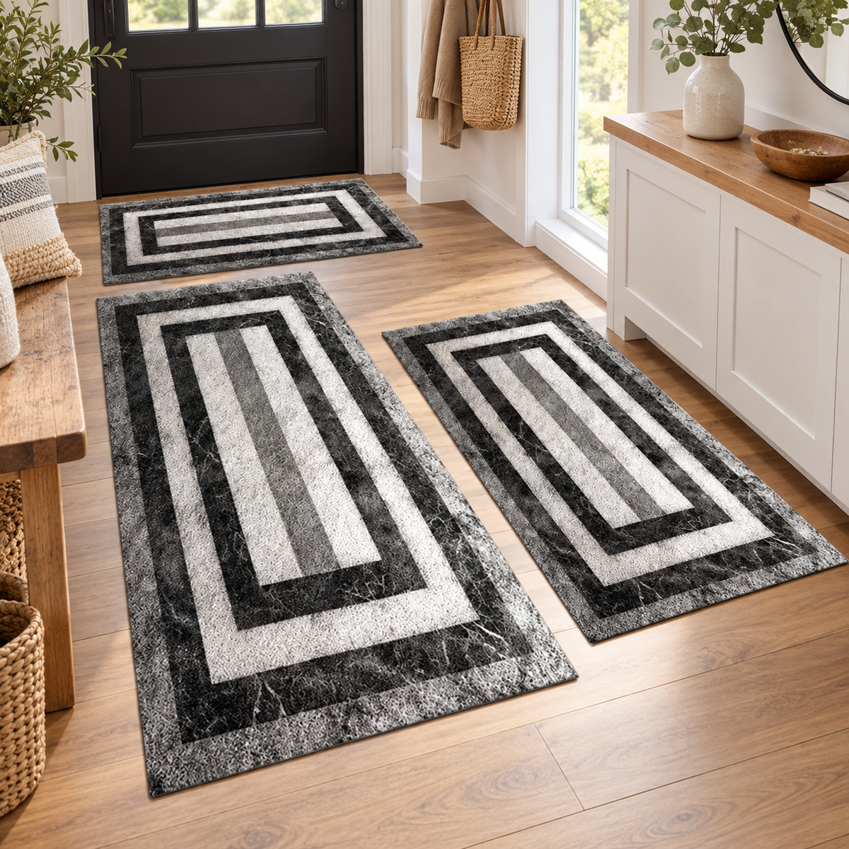 3-Piece Farmhouse Kitchen Rug Set