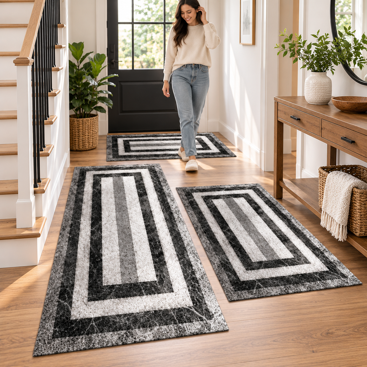 3-Piece Farmhouse Kitchen Rug Set