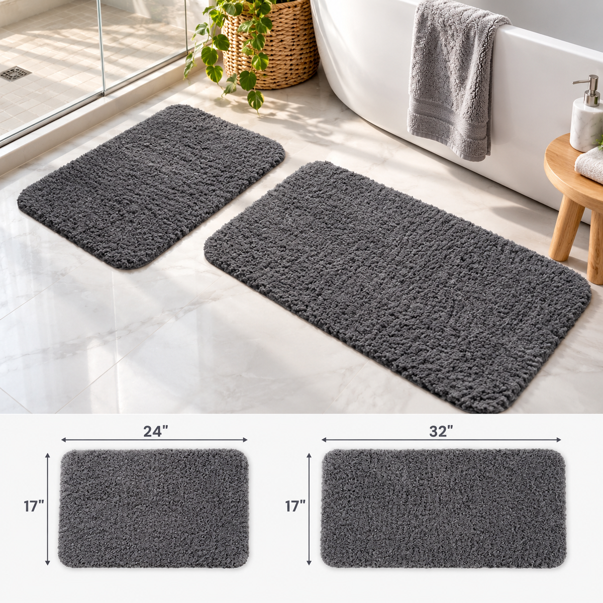 2-Piece Soft Bathroom Rug Set