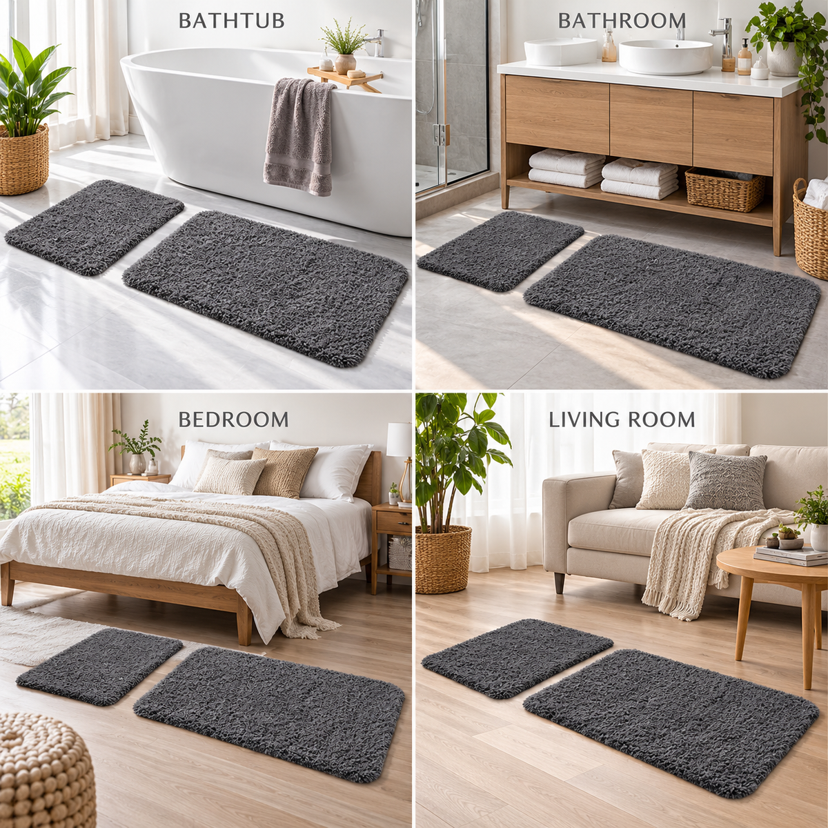2-Piece Soft Bathroom Rug Set