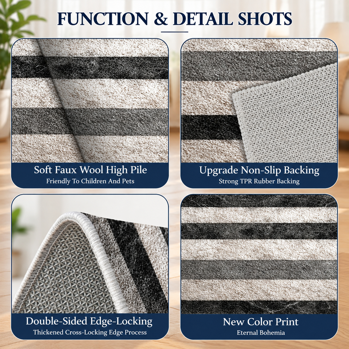 3-Piece Farmhouse Kitchen Rug Set