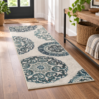 3-Piece Teal Medallion Rug Set