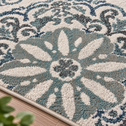 3-Piece Teal Medallion Rug Set