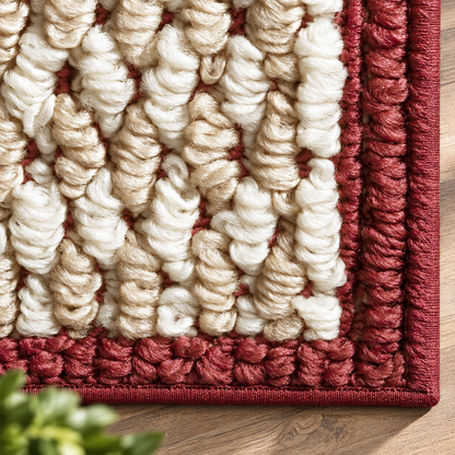 3-Piece Red Border Area Rug Set